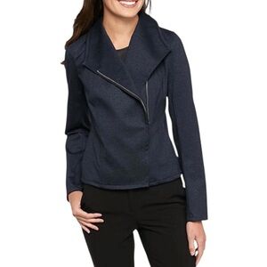 TOMMY HILFIGER Asymmetrical zip Indigo Jacket Notched Lapel Tailored Fit 10